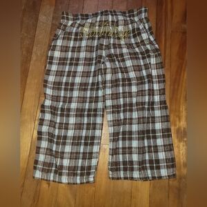 South Pole Cropped Plaid Pajama Pants - Blue and Brown